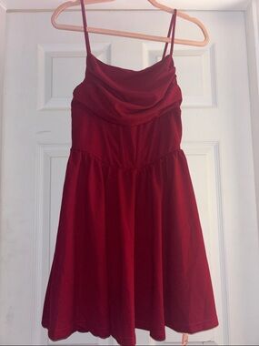 SHEIN Burgundy Cowl Neck Spaghetti Strap Dress